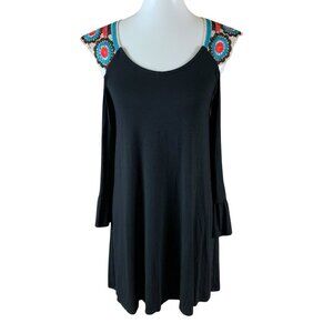 VaVa By Joy Han Cold Shoulder Boho Tunic Dress Crochet Trim XS